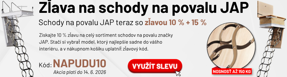 Využite zľavu 10 % na zateplené podkrovné schody JAP s kódom NAPUDU10. 📦 Doprava zadarmo a rýchle dodanie pre modely Lusso, Aristo aj Kombo!